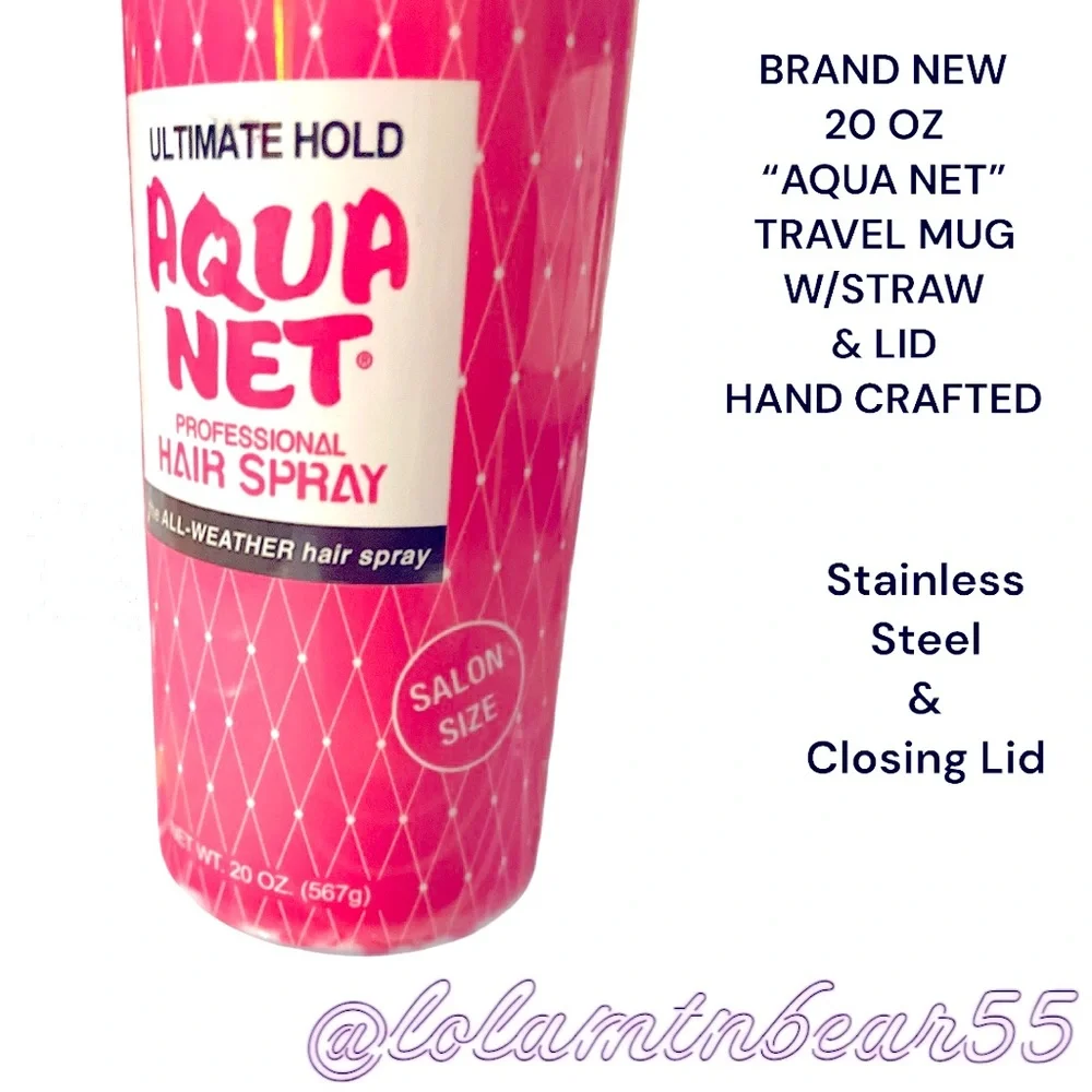BRAND NEW HANDMADE THERMAL INSULATED SLIM TRAVEL MUG W/STRAW “”AQUA NET” 20oz_4